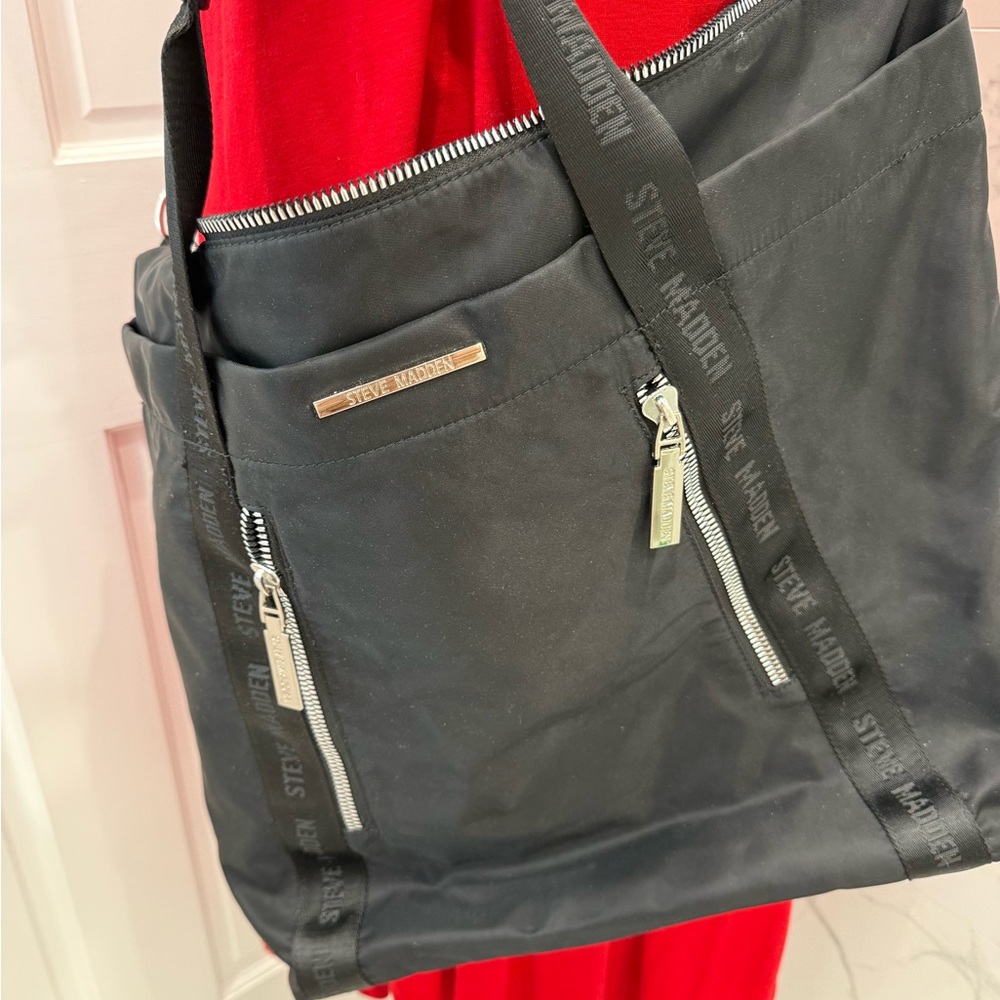 Steve Madden Black Weekender Tote Gym Travel Bag Black